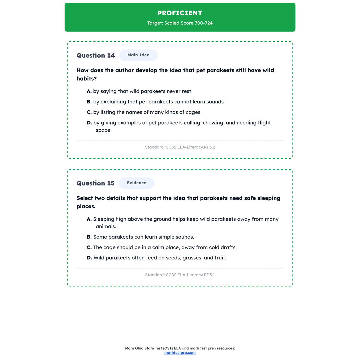 Ohio State Test ELA Test Simulation | 3rd Grade | All 4 Levels (545-725+) preview 3