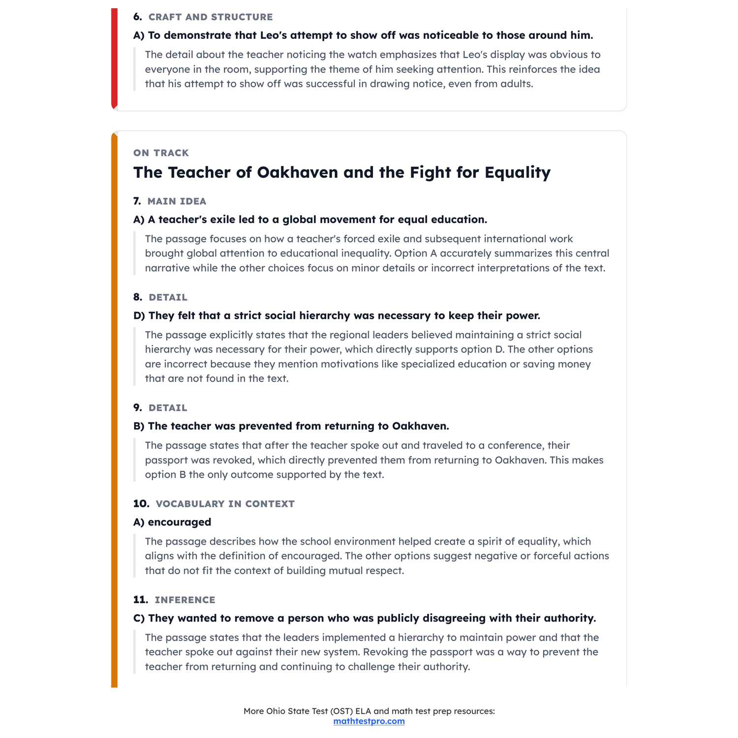 Ohio State Test ELA Test Simulation | 6th Grade | All 4 Levels (555-725+) preview 4