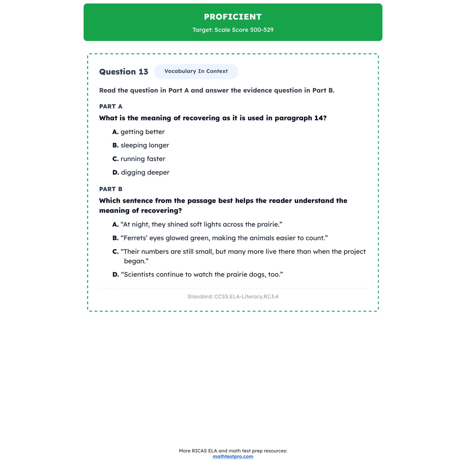 Rhode Island RICAS ELA Test Simulation | 3rd Grade | All 4 Levels (440-560) preview 3