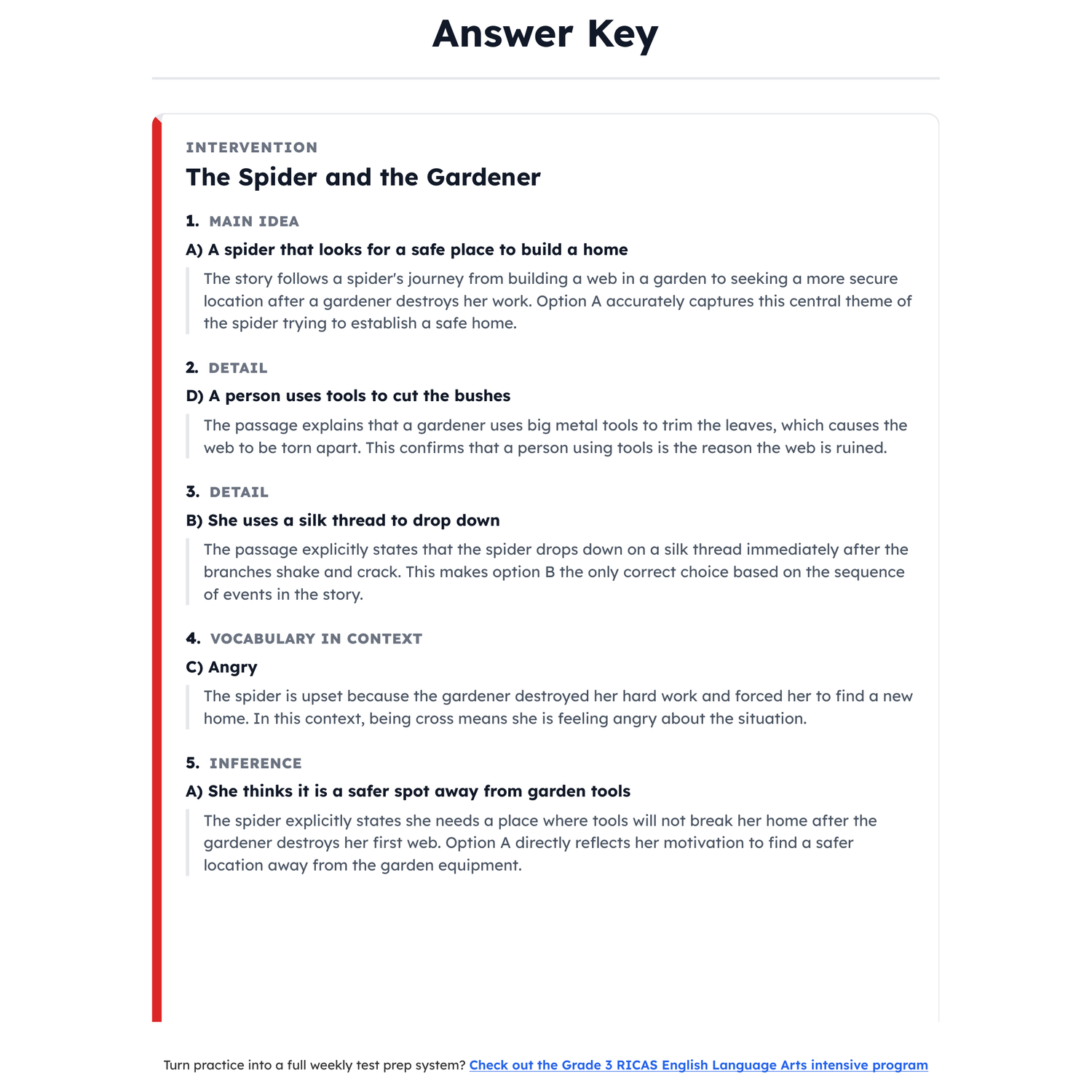 Rhode Island RICAS ELA Test Simulation | 3rd Grade | All 4 Levels (440-560) preview 4