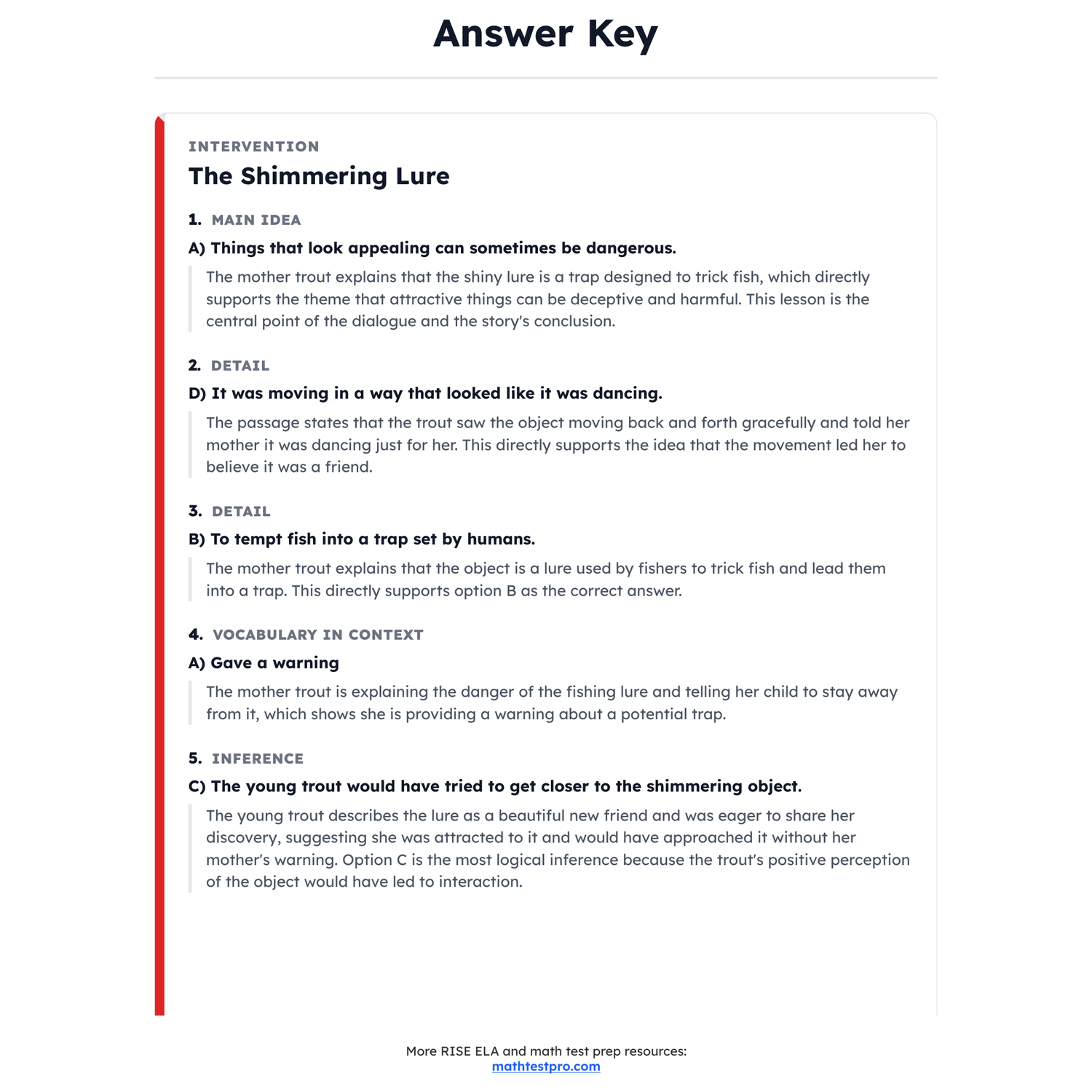 Utah RISE ELA Test Simulation | 5th Grade | All 4 Levels (Scale Score 361-465+) preview 4