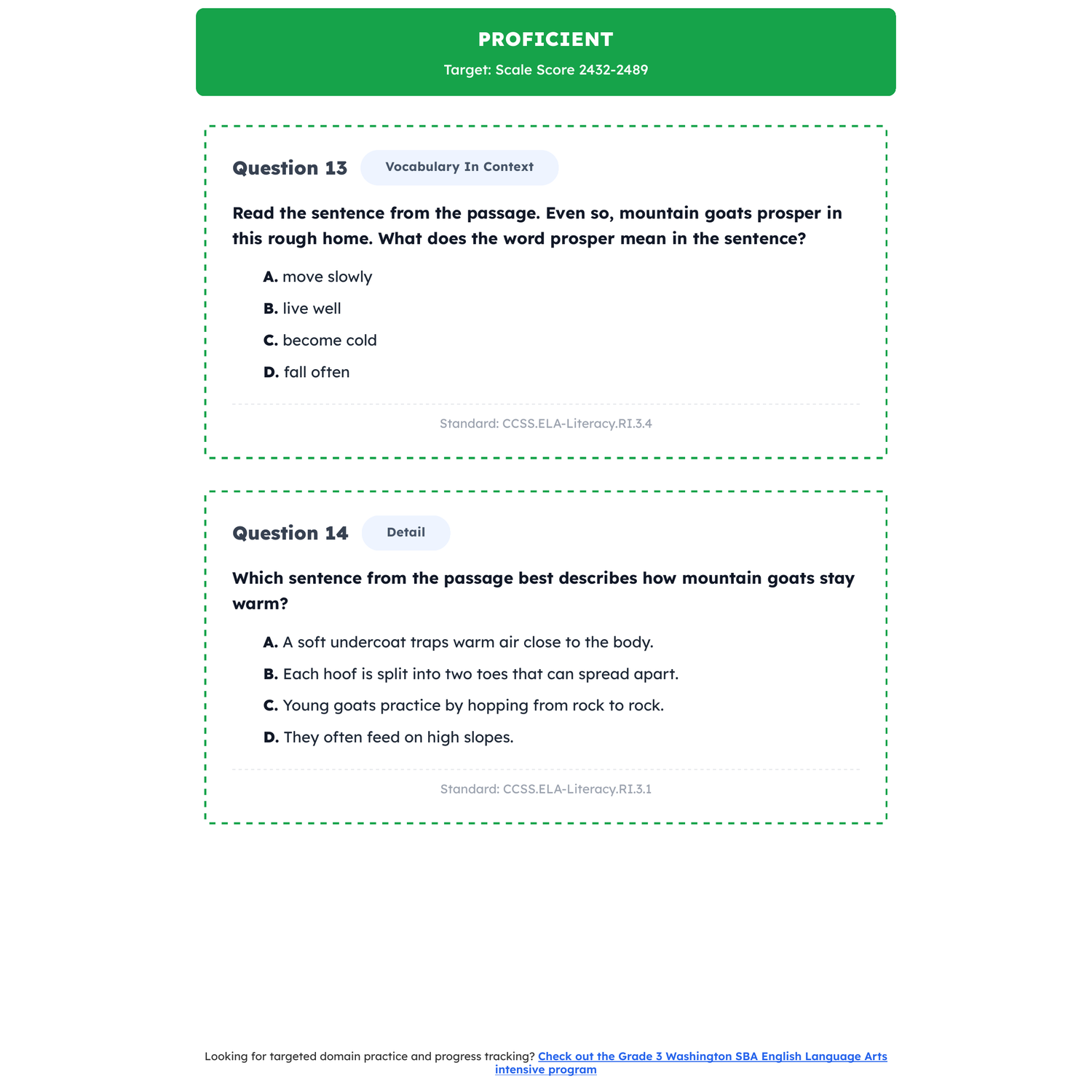 Washington SBA ELA Test Simulation | 3rd Grade | All 4 Levels (2367-2490+) preview 3