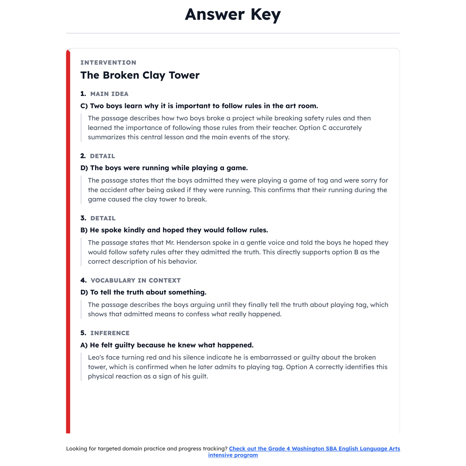 Washington SBA ELA Test Simulation | 4th Grade | All 4 Levels (2416-2533+) preview 4