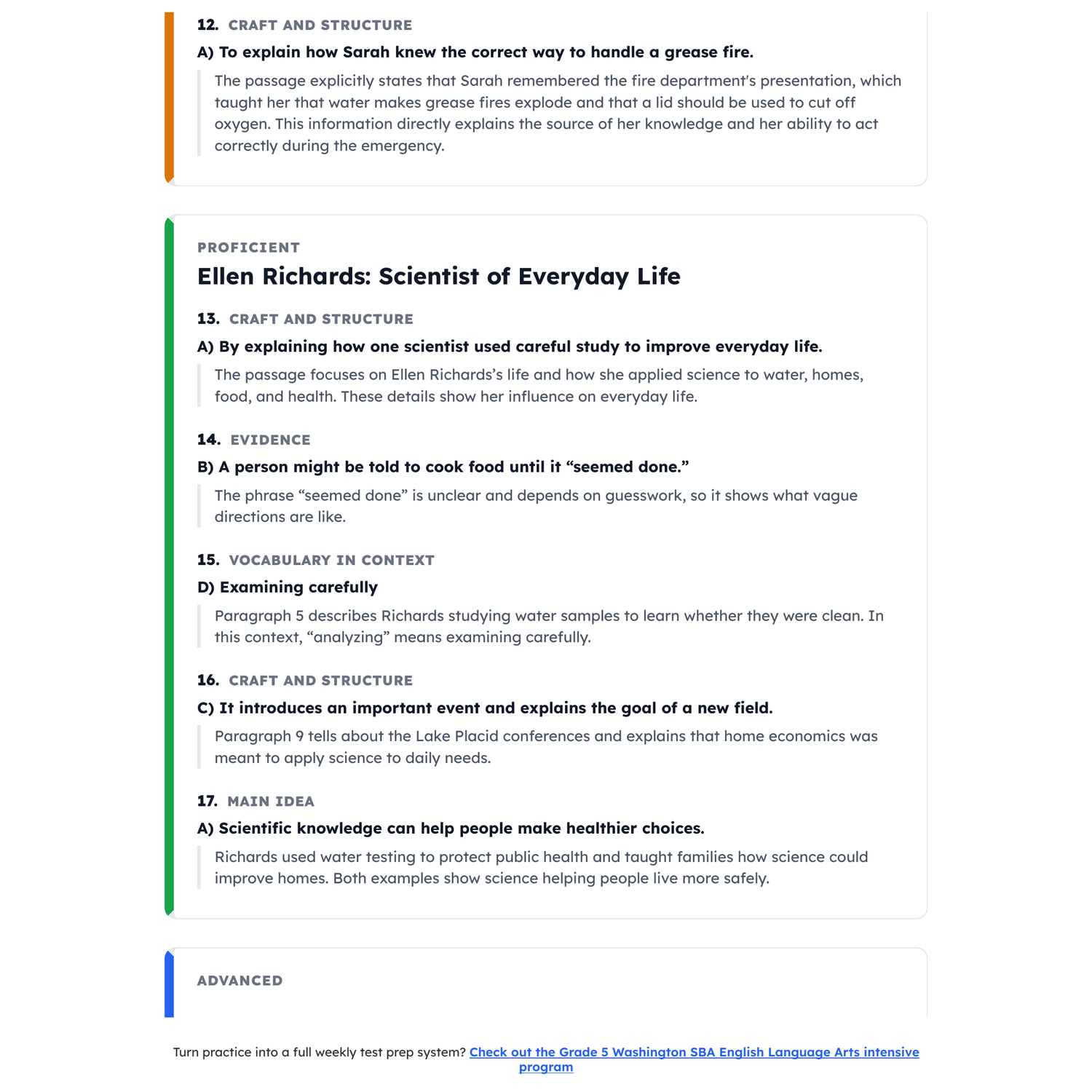 Washington SBA ELA Test Simulation | 5th Grade | All 4 Levels (2442-2582+) preview 4