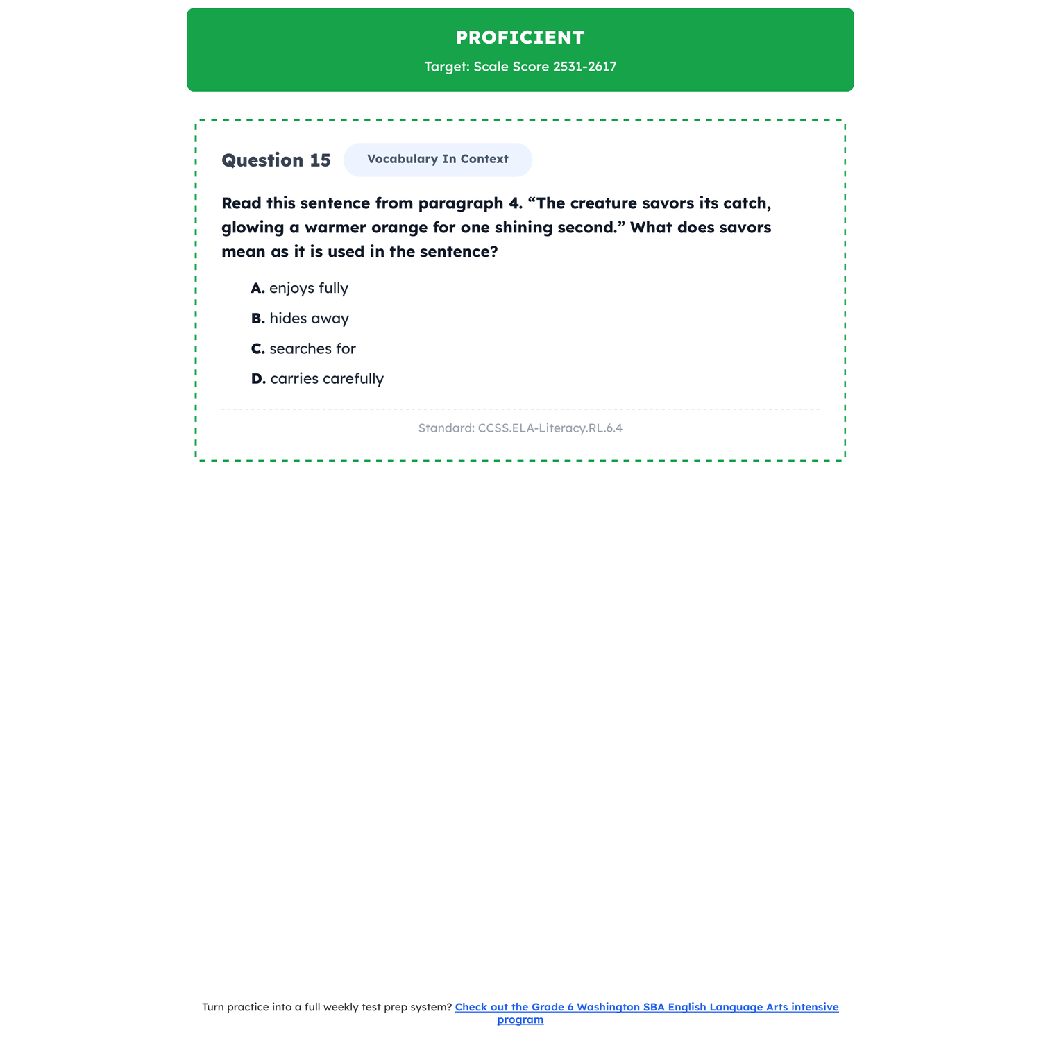 Washington SBA ELA Test Simulation | 6th Grade | All 4 Levels (2457-2618+) preview 3