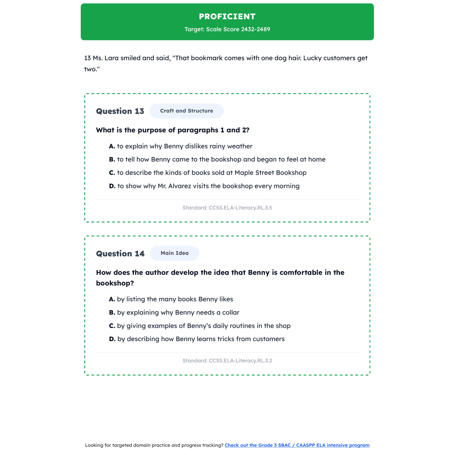 SBAC / CAASPP ELA Test Simulation | 3rd Grade | All 4 Levels (2367-2490+) preview 3