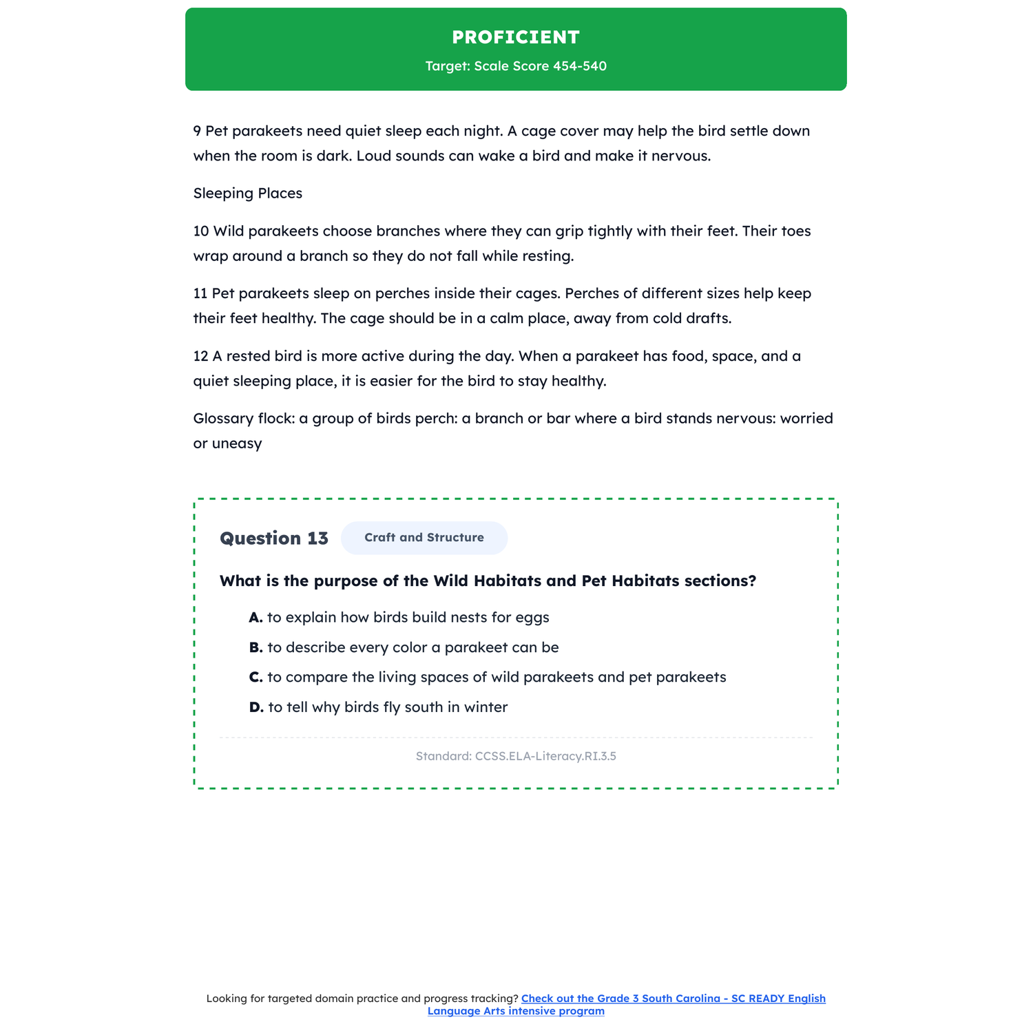 South Carolina SC READY ELA Test Simulation | 3rd Grade | All 4 Levels (100-825) preview 3
