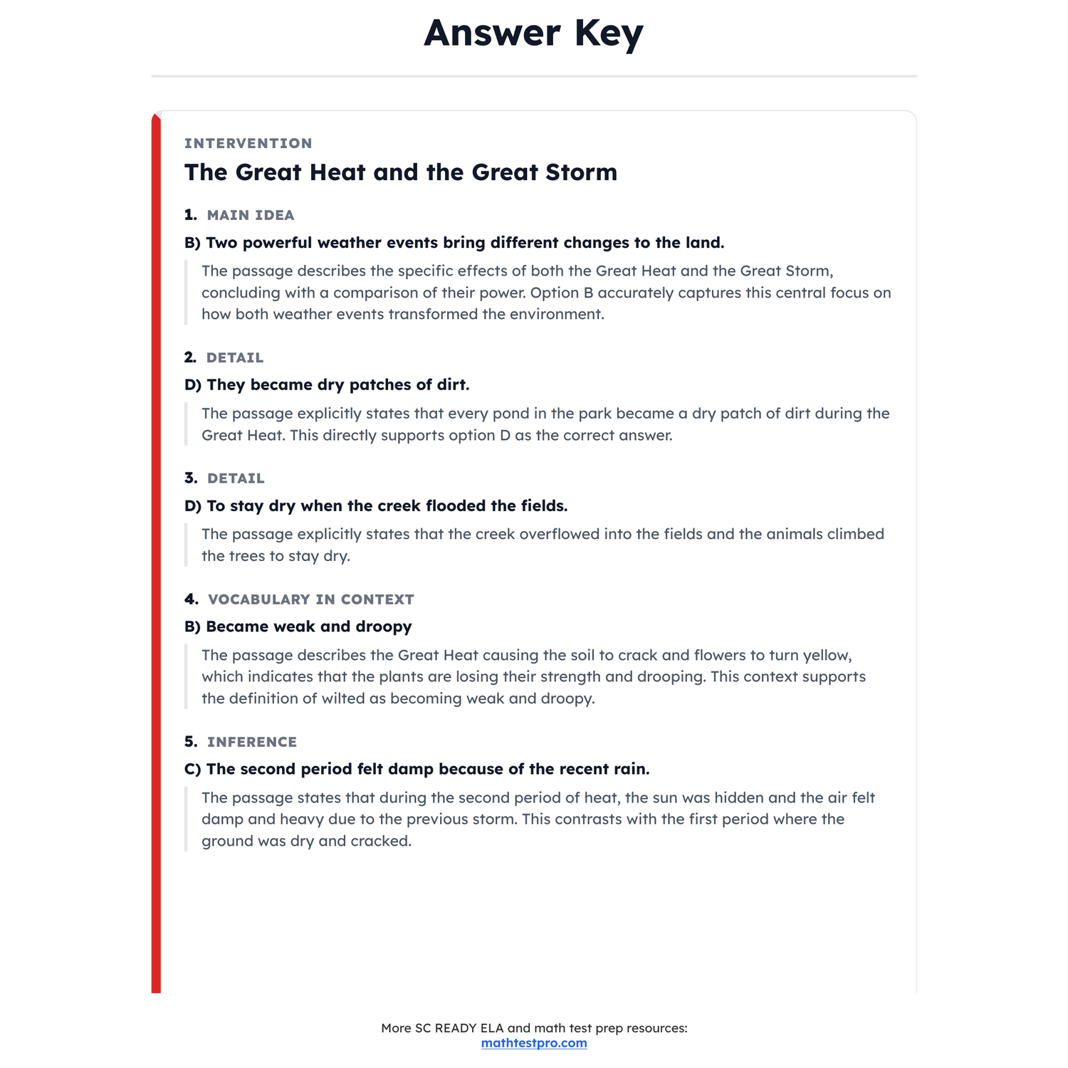 South Carolina SC READY ELA Test Simulation | 4th Grade | All 4 Levels (100-850) preview 4