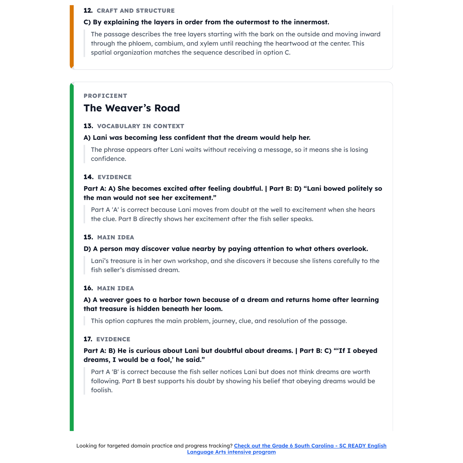 South Carolina SC READY ELA Test Simulation | 6th Grade | All 4 Levels (100-900) preview 4