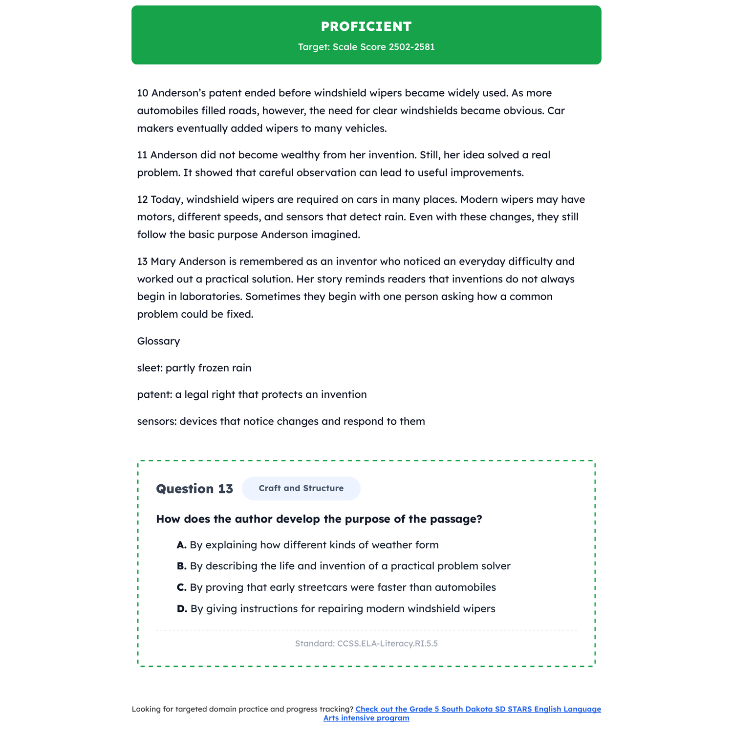 South Dakota SD STARS ELA Test Simulation | 5th Grade | Scale Score 2442-2582+ preview 3