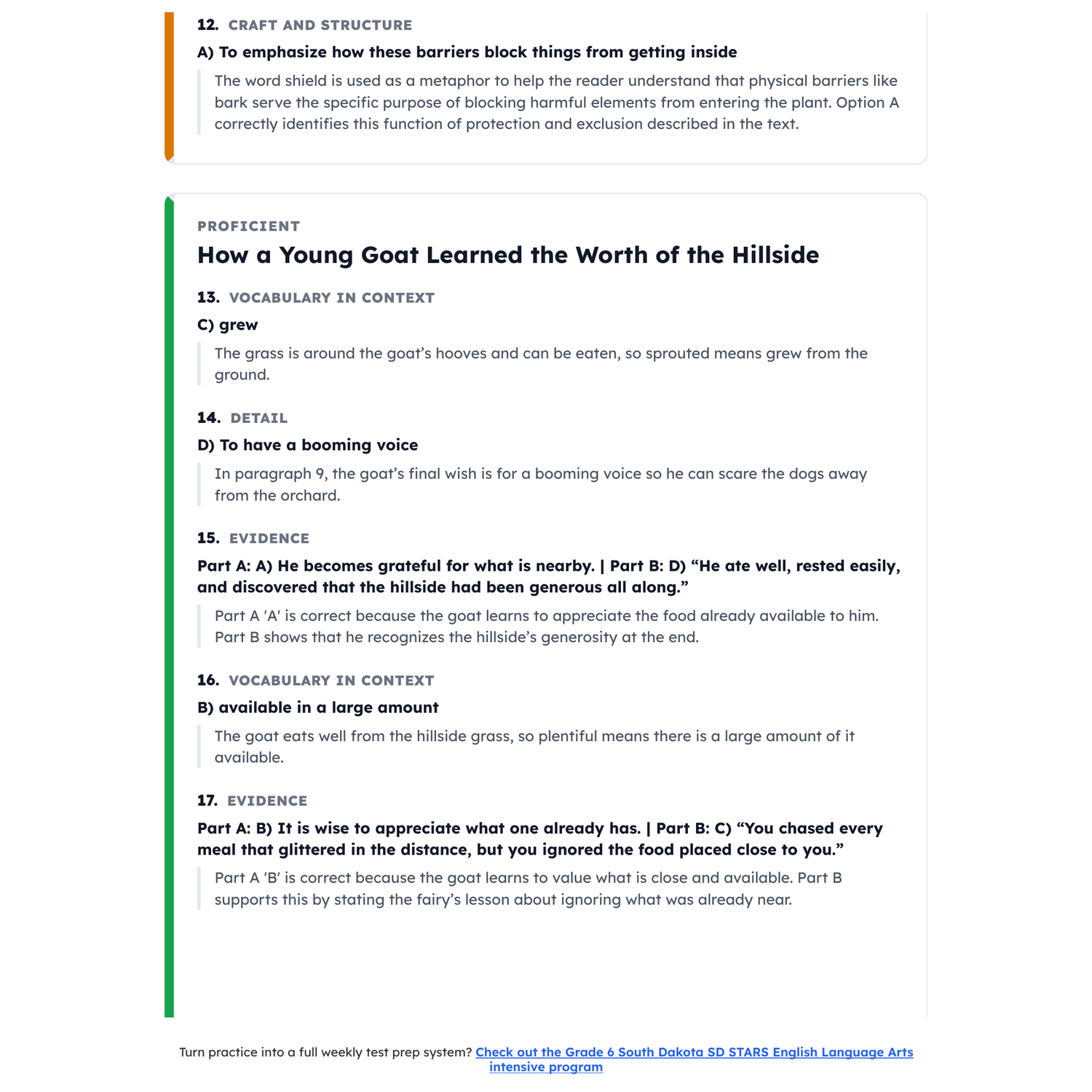 South Dakota SD STARS ELA Test Simulation | 6th Grade | Scale Score 2457-2618+ preview 4