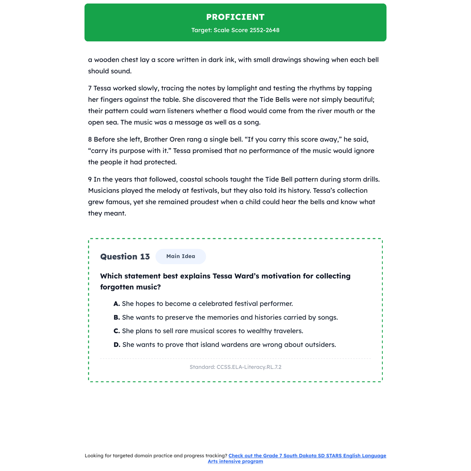 South Dakota SD STARS ELA Test Simulation | 7th Grade | Scale Score 2479-2649+ preview 3
