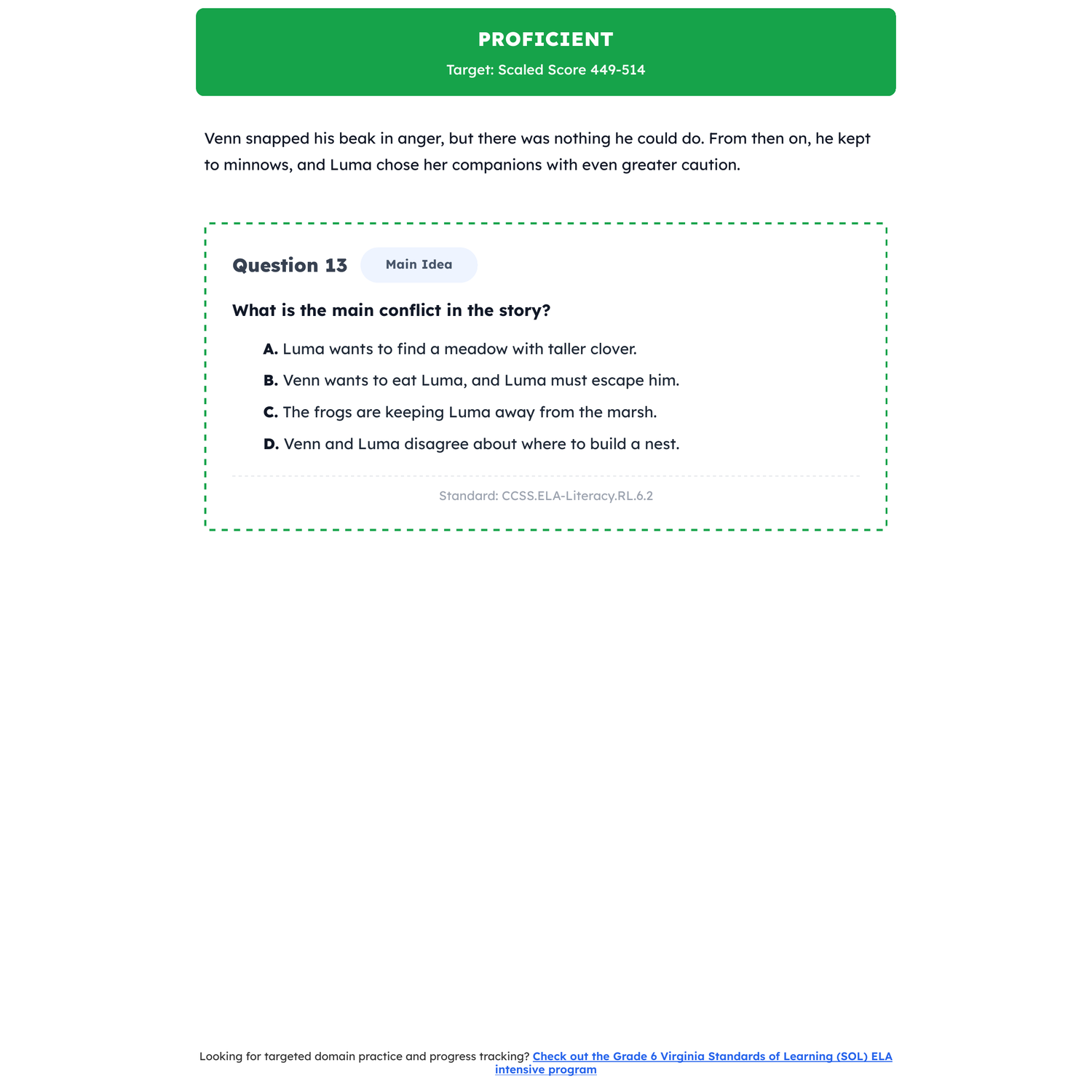 Virginia SOL ELA Test Simulation | 6th Grade | All 4 Levels (Scaled Score 0-600) preview 3