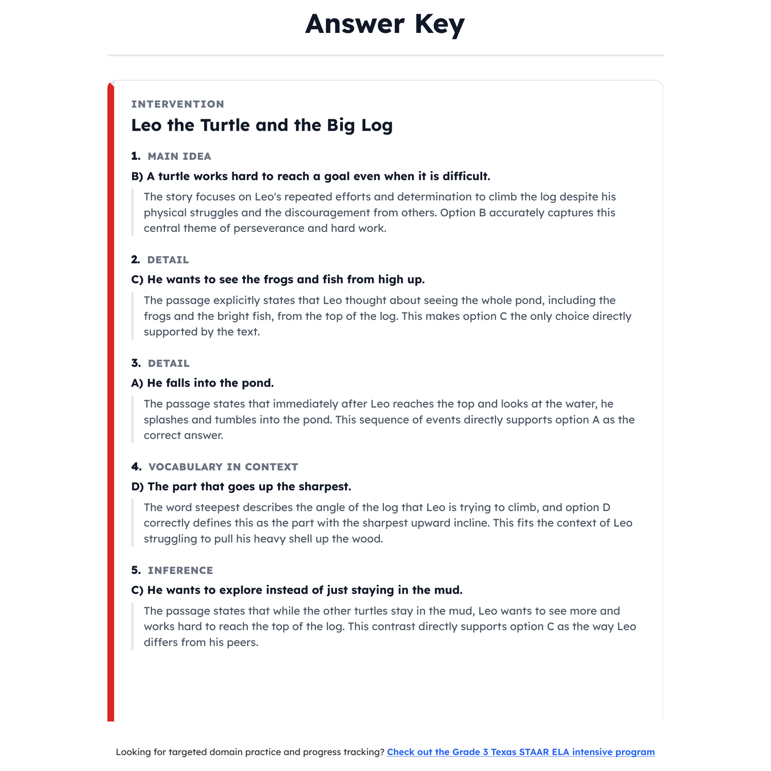 Texas STAAR ELA Test Simulation | 3rd Grade | All 4 Levels (1345-1596+) preview 4