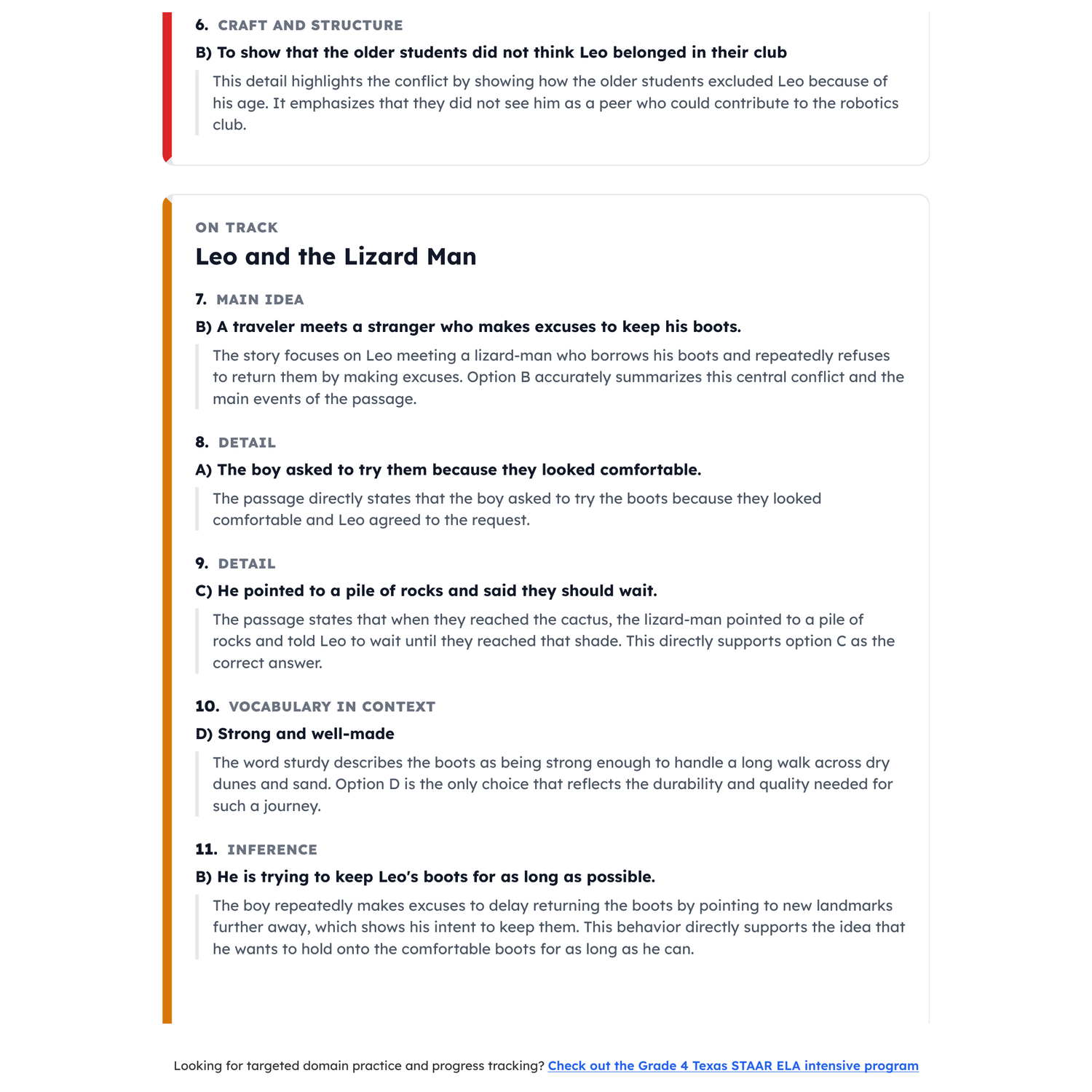 Texas STAAR ELA Test Simulation | 4th Grade | All 4 Levels (1414-1663+) preview 4