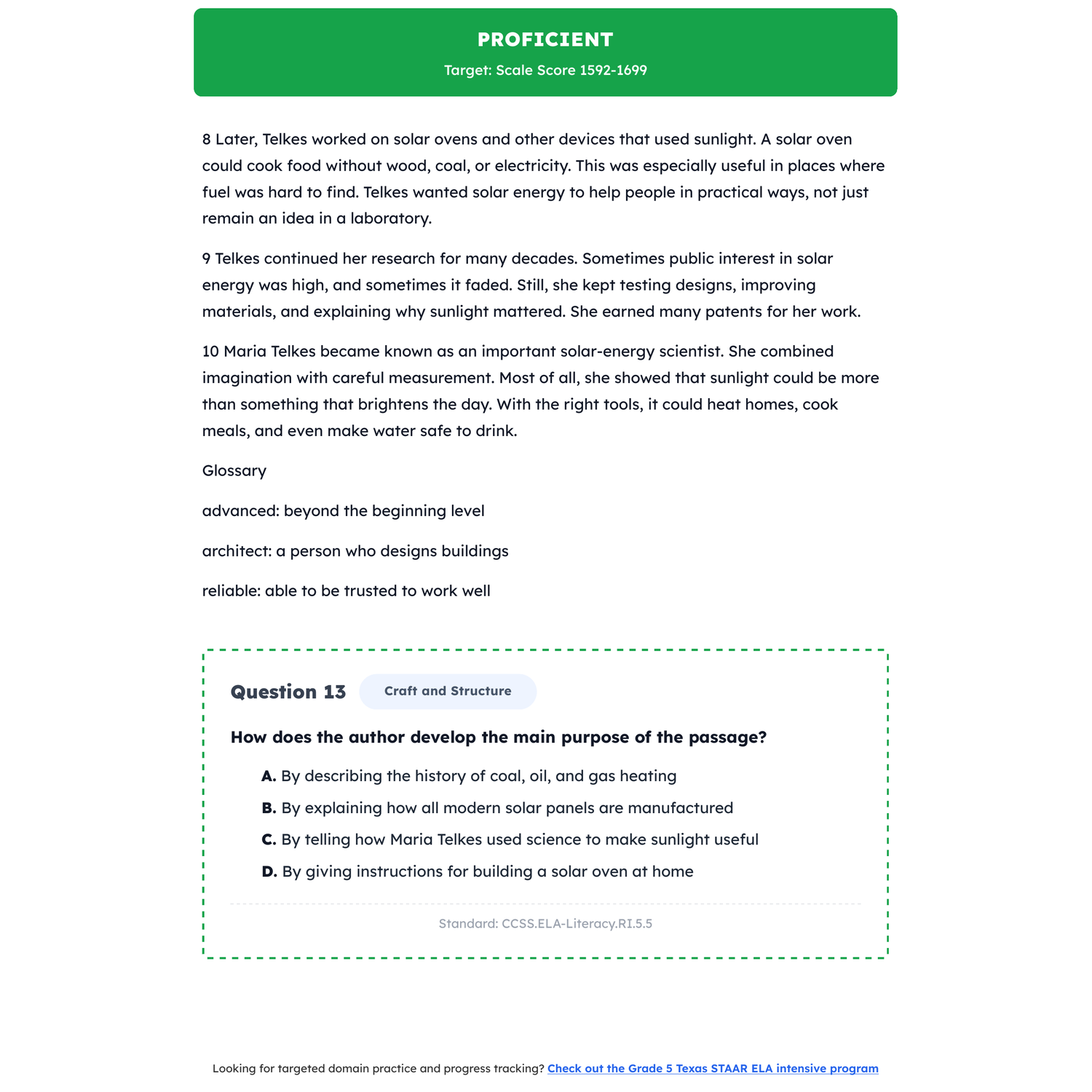 Texas STAAR ELA Test Simulation | 5th Grade | All 4 Levels (1475-1700+) preview 3