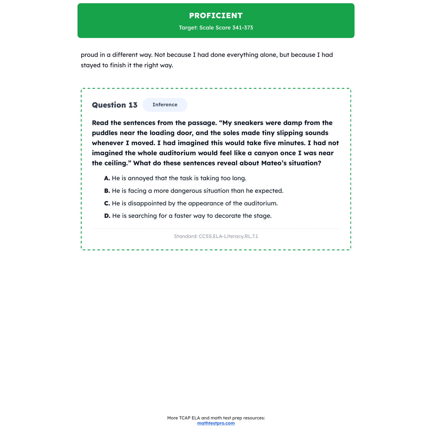 Tennessee TCAP ELA Test Simulation | 7th Grade | All 4 Levels (200-450) preview 3