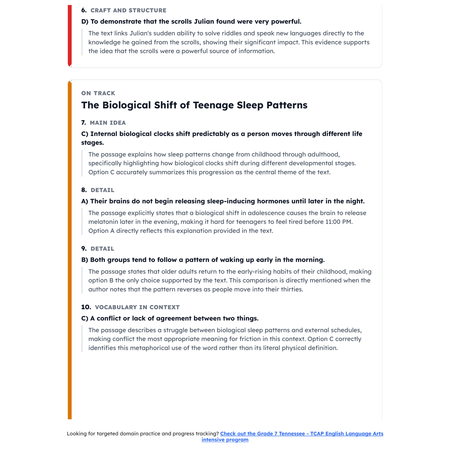 Tennessee TCAP ELA Test Simulation | 7th Grade | All 4 Levels (200-450) preview 4