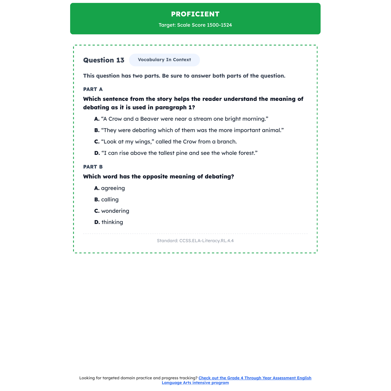 Maine Through Year Assessment ELA Test Simulation | 4th Grade | 1400-1600 preview 3