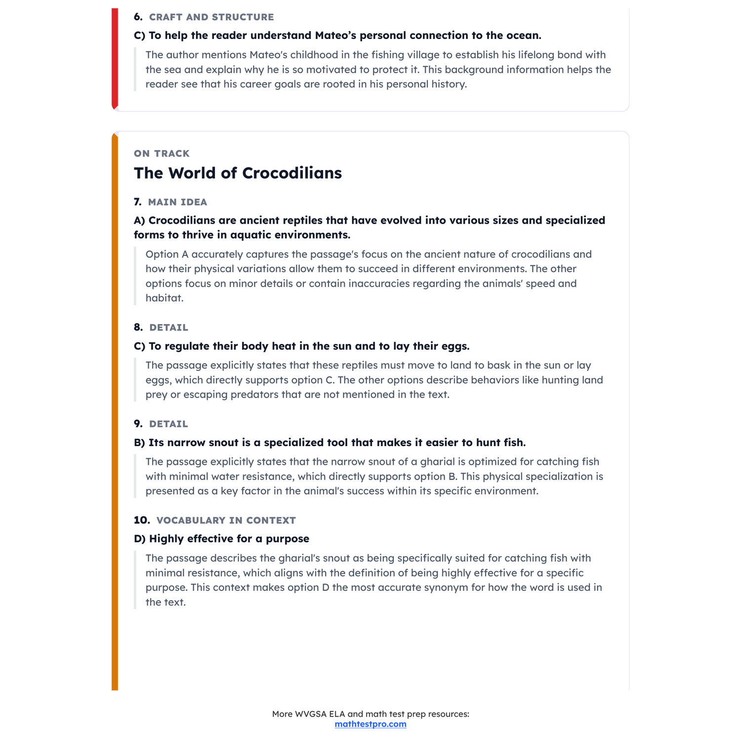 West Virginia WVGSA ELA Test Simulation | 7th Grade | All 4 Levels (470-850) preview 4