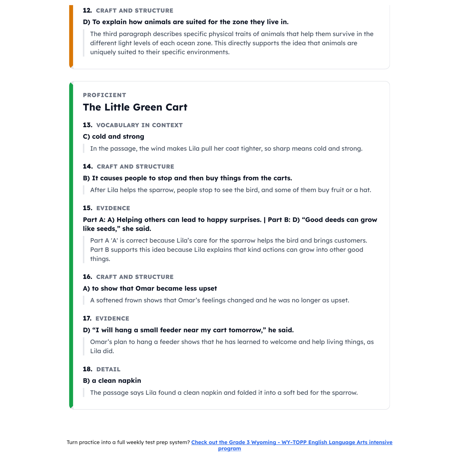Wyoming WY-TOPP ELA Test Simulation | 3rd Grade | All 4 Levels (200-800) preview 4