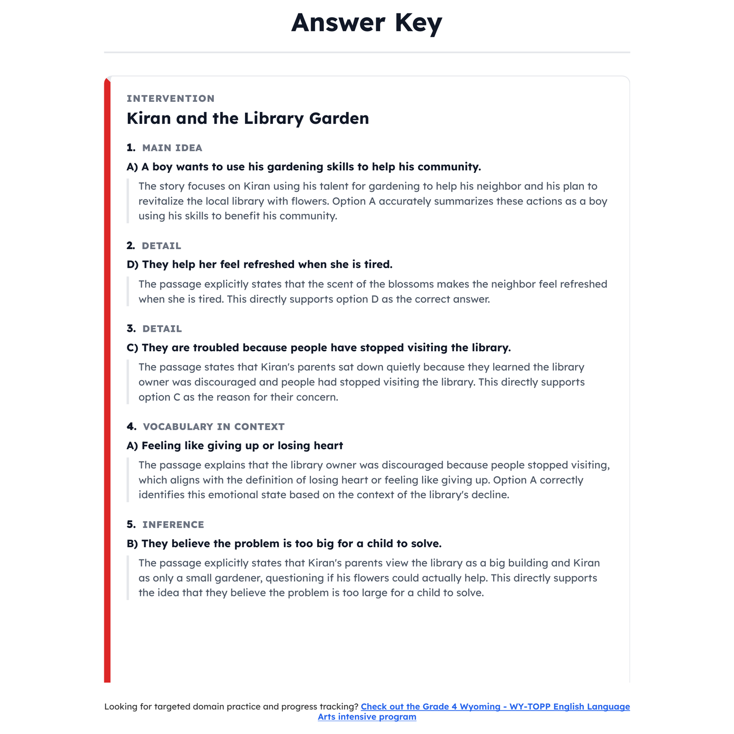 Wyoming WY-TOPP ELA Test Simulation | 4th Grade | All 4 Levels (200-825) preview 4