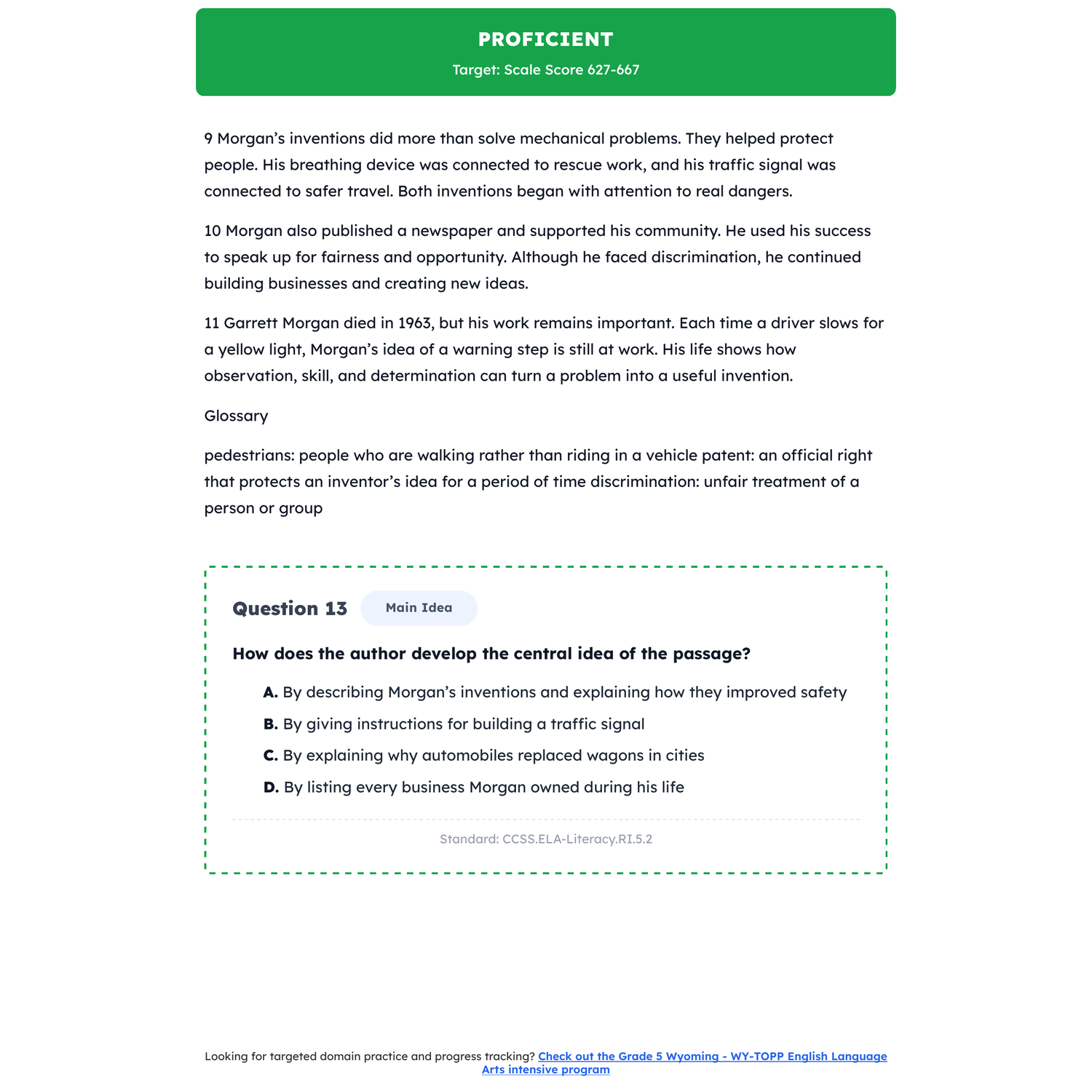 Wyoming WY-TOPP ELA Test Simulation | 5th Grade | All 4 Levels (200-850) preview 3