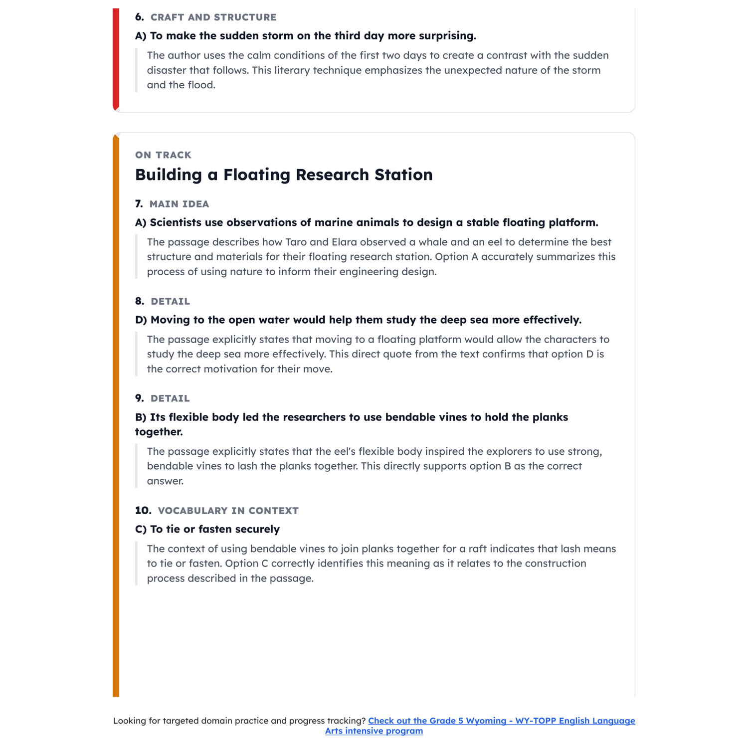 Wyoming WY-TOPP ELA Test Simulation | 5th Grade | All 4 Levels (200-850) preview 4