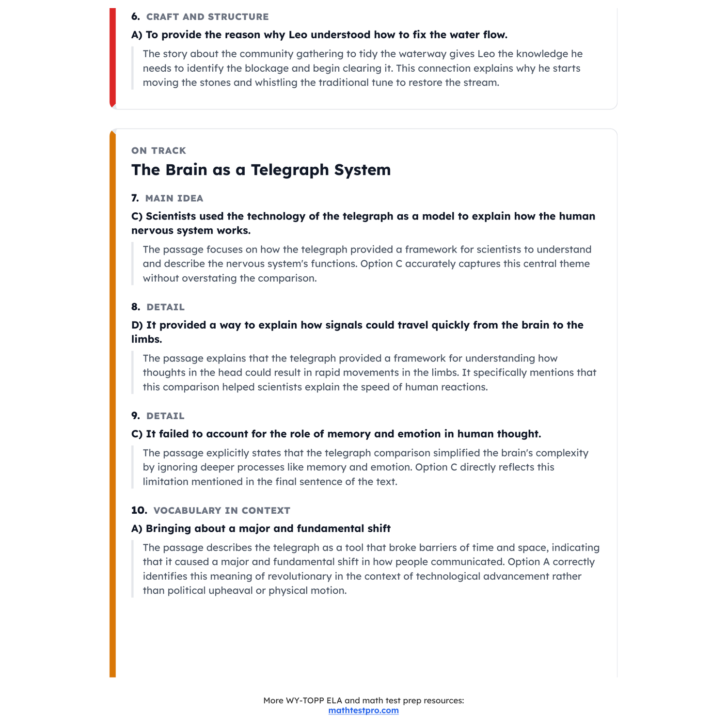Wyoming WY-TOPP ELA Test Simulation | 7th Grade | All 4 Levels (200-900) preview 4