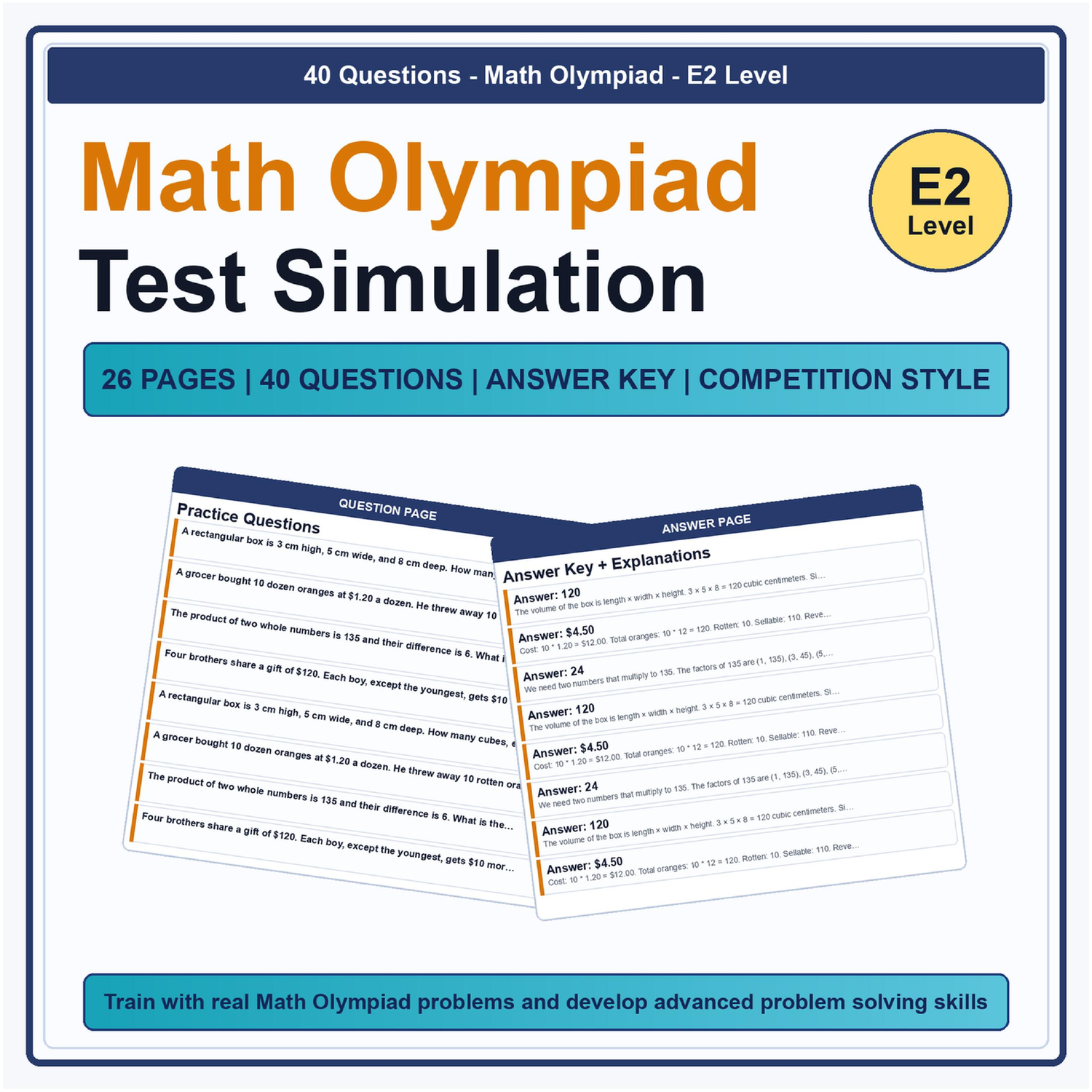 [Grade 5 Gifted] Math Olympiad Practice Contest | MOEMS Division E Level 2