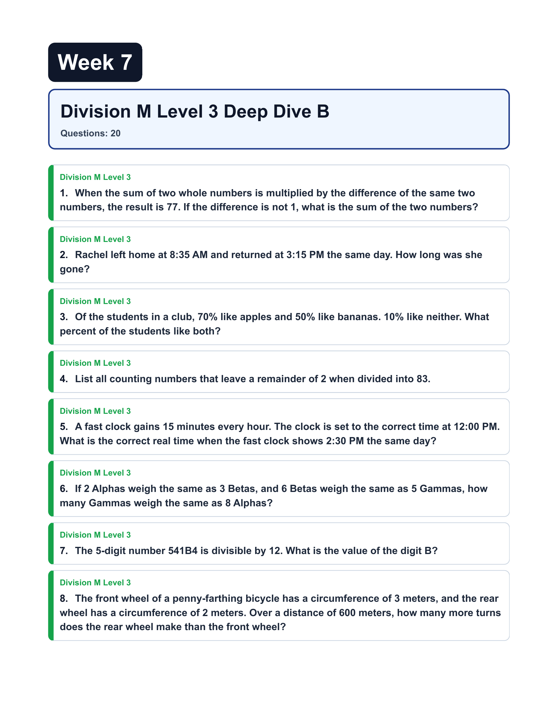 [Grades 4-8 Gifted] Math Olympiad 12-Week Intensive | MOEMS Div E-M Levels 1-5 preview 3
