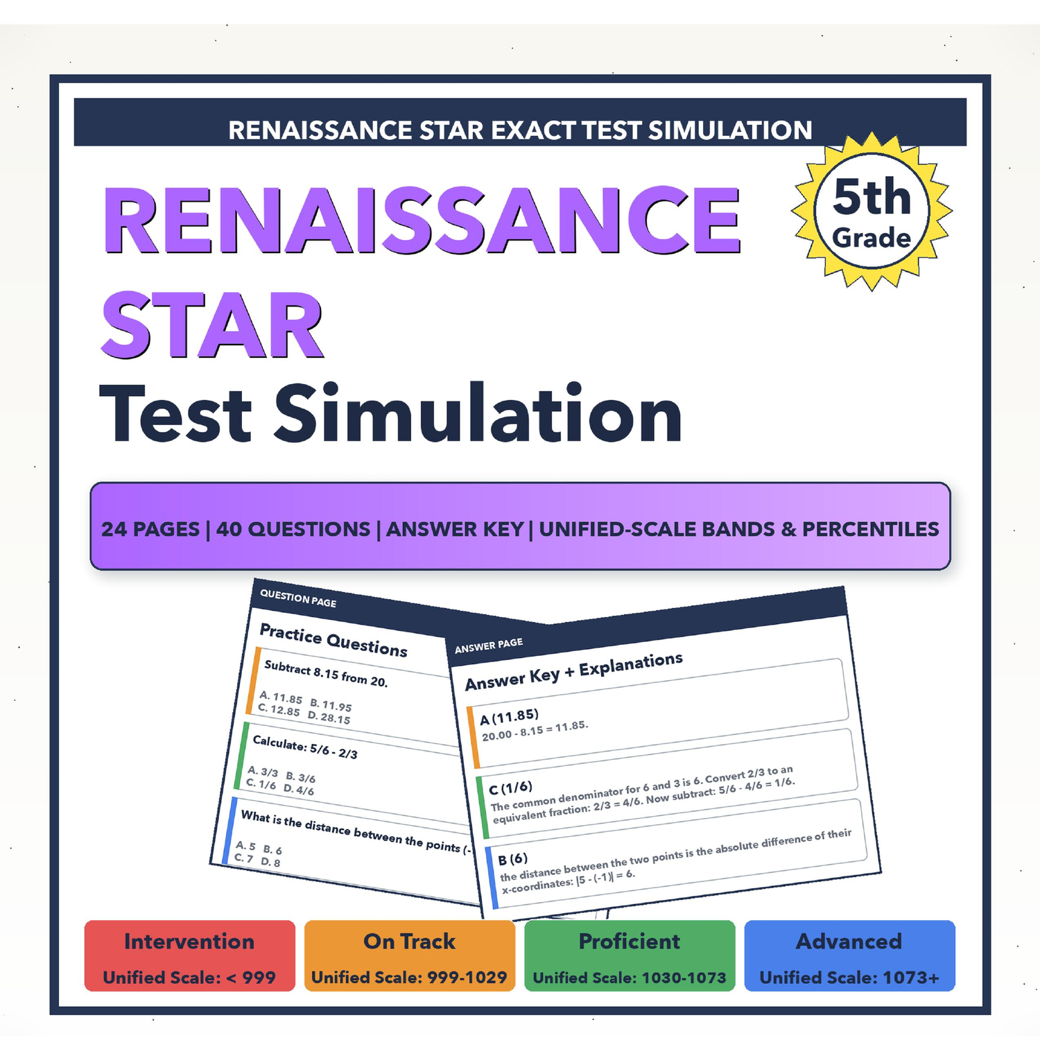[Grade 5] Renaissance Star Math Test Simulation | All 4 Levels (999-1073+)